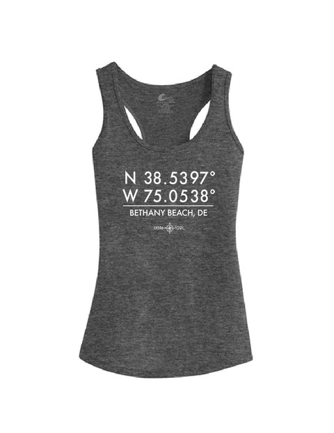 Bethany Beach GPS Coordinates Ladies Racerback