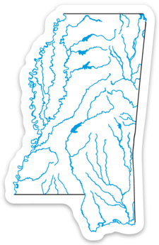 Mississippi State Waterways Sticker 2.24" x 3.5"