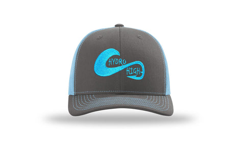 Hydro High Hook & Wave Logo Neon Blue Trucker Hat