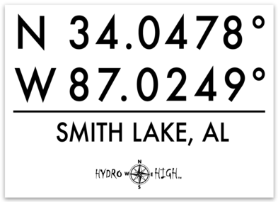 Smith Lake GPS Coordinates Sticker 4" x 2.9"