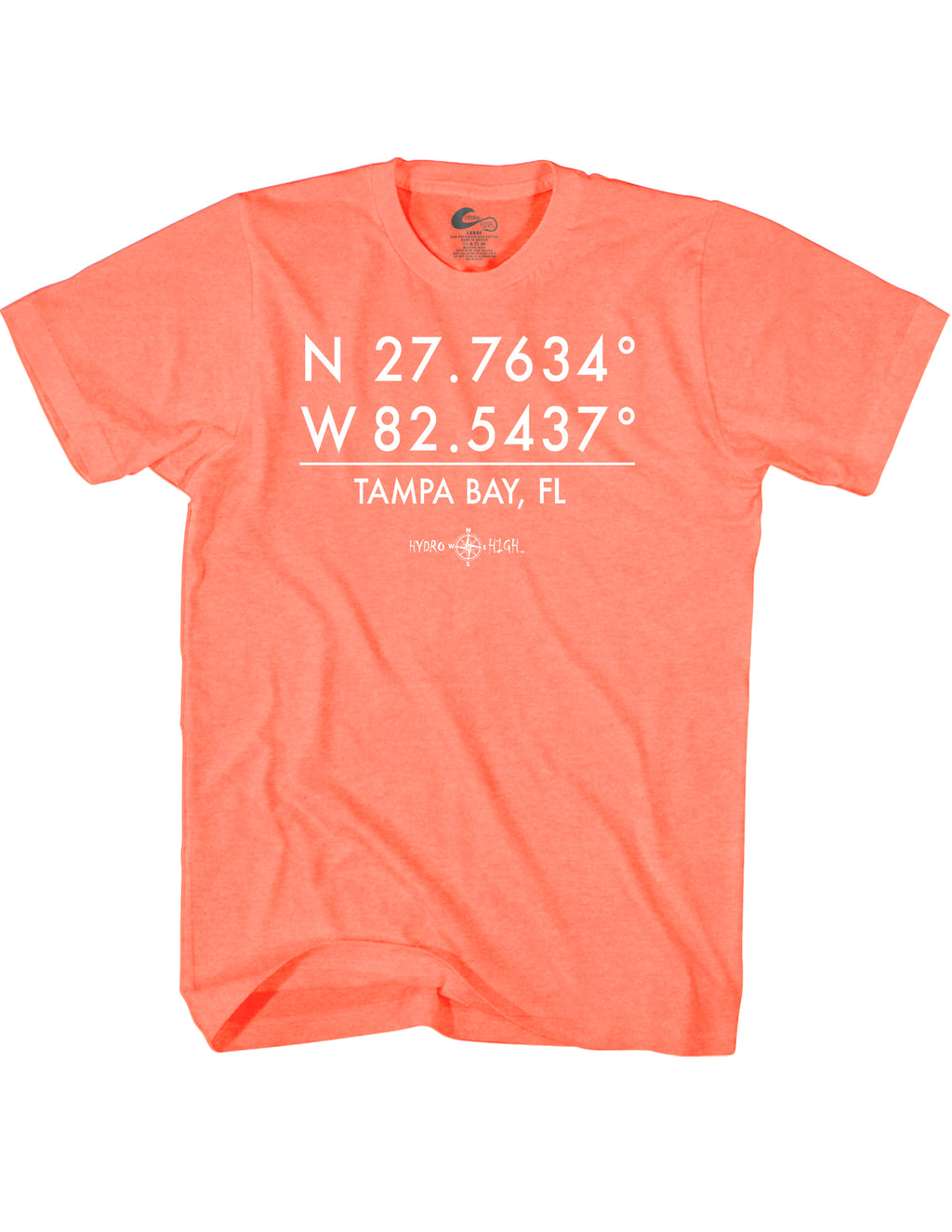 Hydro High Tampa Bay GPS Coordinates T-Shirt Coral Heather / XL