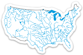 USA State Waterways Sticker 3.5" x 2.31"
