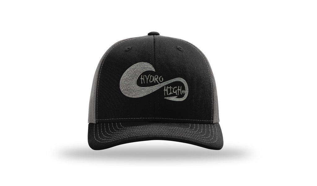 Hydro High Hook & Wave Logo Charcoal & Black Trucker Hat
